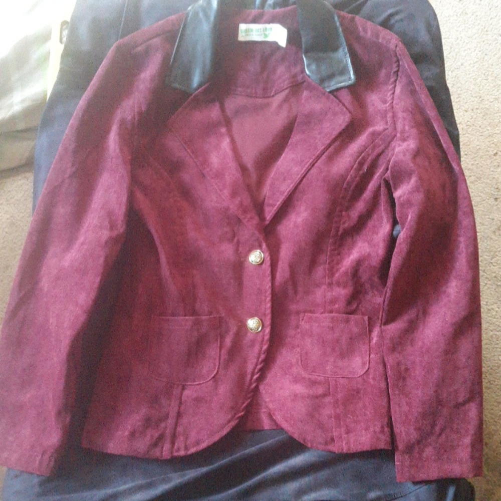 Maroon polyester dress coat size small